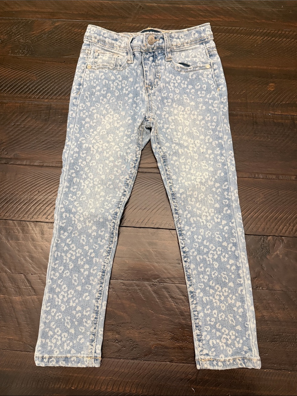 Blue Spice Skinny Jeans with White Leopard Pattern - Never Worn/No Tags